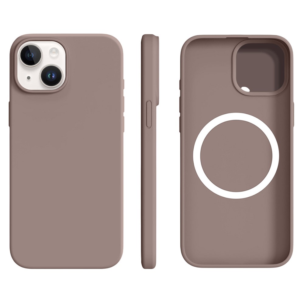 For iPhone 15 Case Compatible with MagSafe Ultra Thin Liquid Silicone + PC Phone Cover - Chestnut Brown