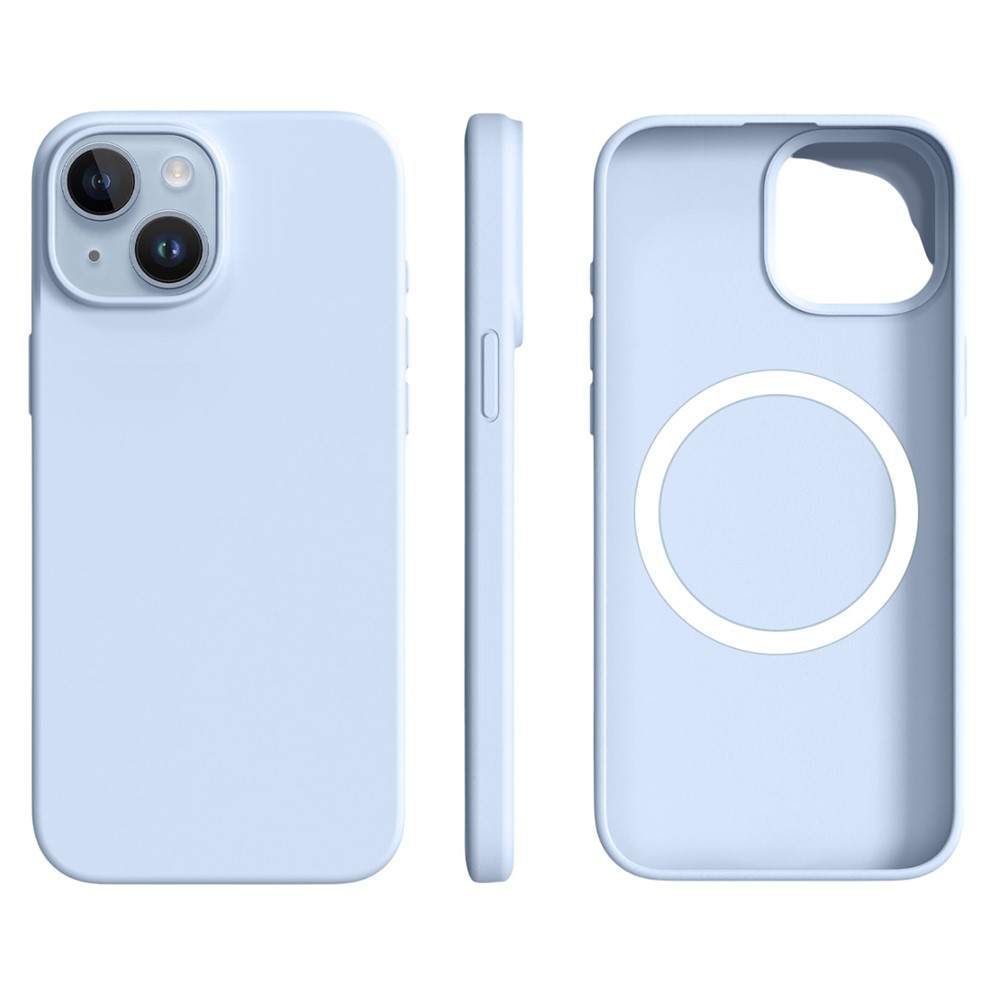 For iPhone 15 Case Compatible with MagSafe Ultra Thin Liquid Silicone + PC Phone Cover - Cloud Blue