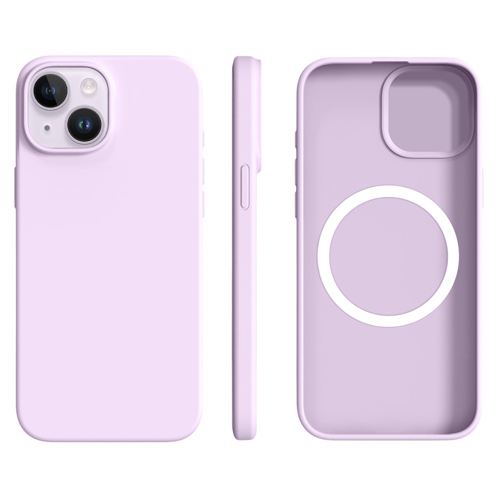 For iPhone 14 / 13 Case Compatible with MagSafe Ultra Thin Liquid Silicone + PC Phone Cover - Bean Purple