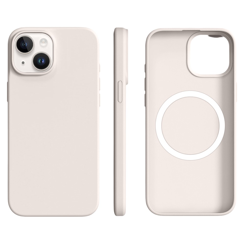 For iPhone 14 / 13 Case Compatible with MagSafe Ultra Thin Liquid Silicone + PC Phone Cover - Antique White