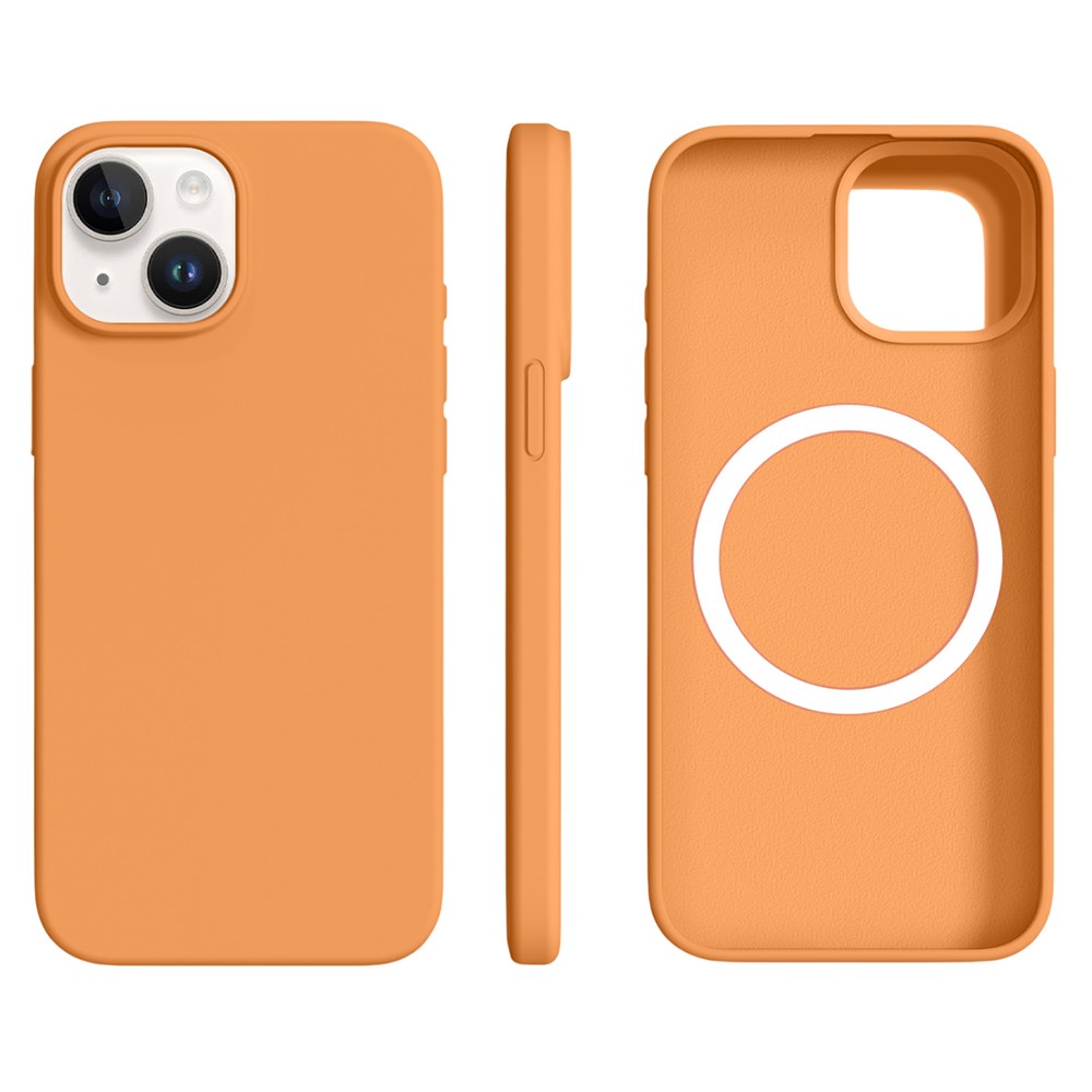 For iPhone 14 / 13 Case Compatible with MagSafe Ultra Thin Liquid Silicone + PC Phone Cover - Sunset Orange