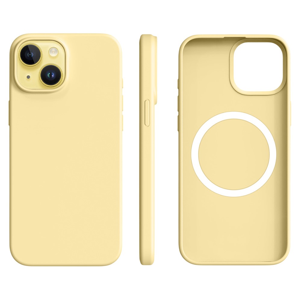 For iPhone 14 / 13 Case Compatible with MagSafe Ultra Thin Liquid Silicone + PC Phone Cover - Light Yellow
