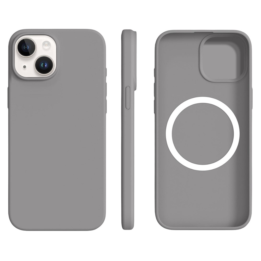 For iPhone 14 / 13 Case Compatible with MagSafe Ultra Thin Liquid Silicone + PC Phone Cover - Grey