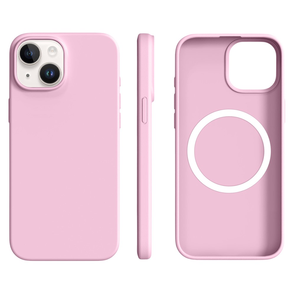 For iPhone 14 / 13 Case Compatible with MagSafe Ultra Thin Liquid Silicone + PC Phone Cover - Sakura Pink