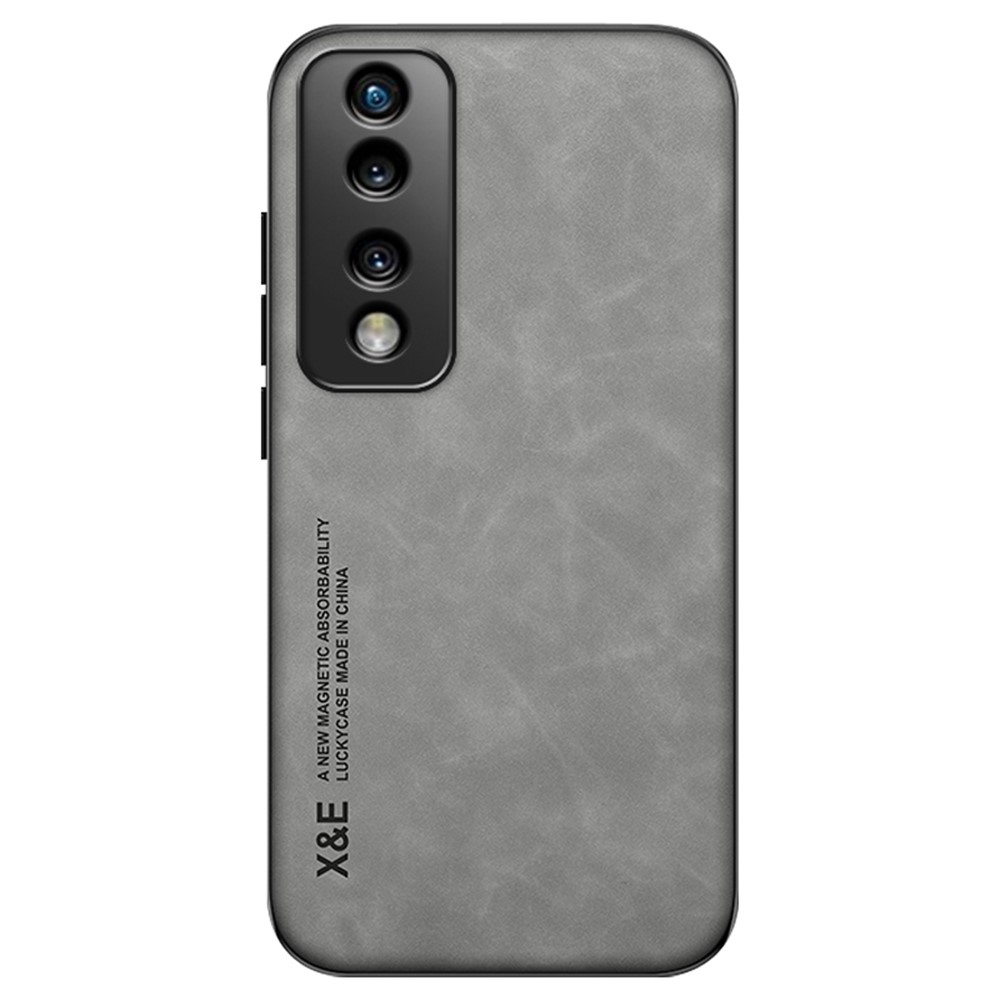 X&E Shockproof Phone Case for Honor 70 Pro 5G, PU Leather TPU+PC Scratch-resistant Skin-Touch Phone Cover Built-In Metal Sheet - Grey-1
