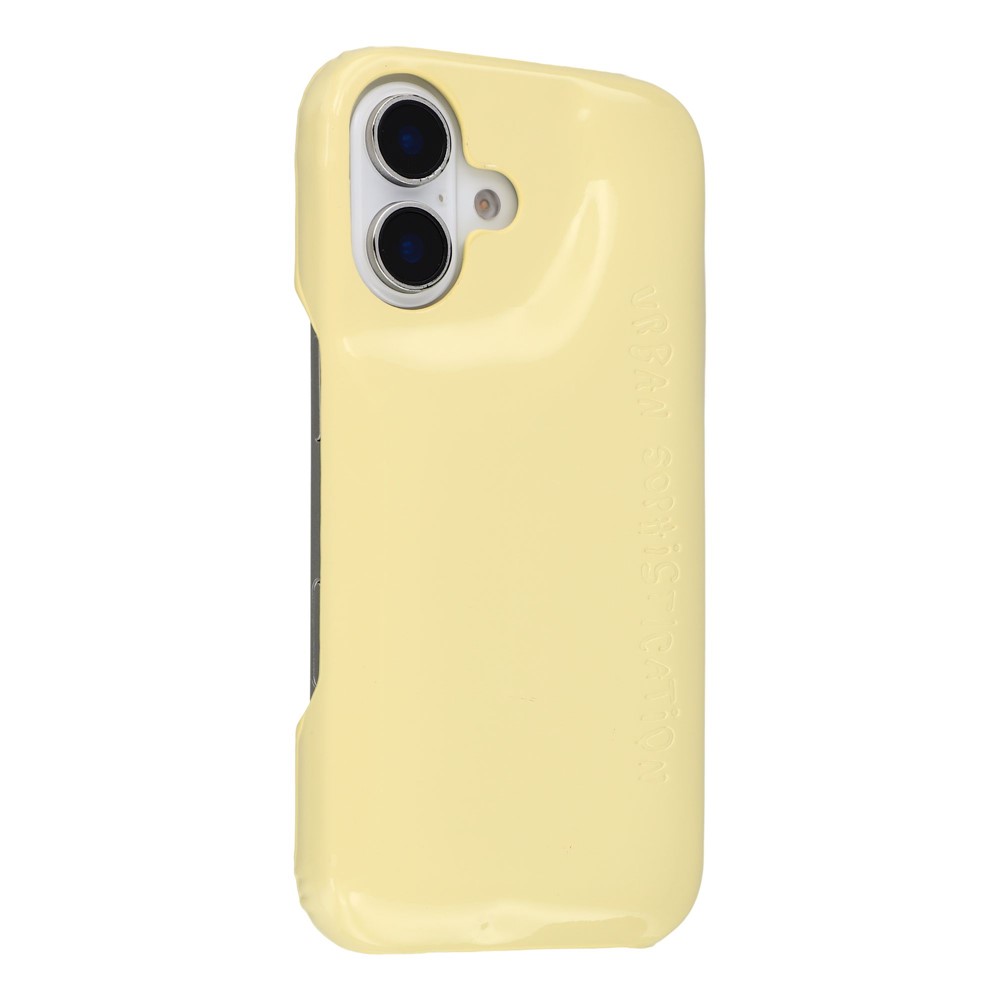 For iPhone 16 Case Puffy PC Shockproof Phone Cover Large Camera Cutout - Yellow