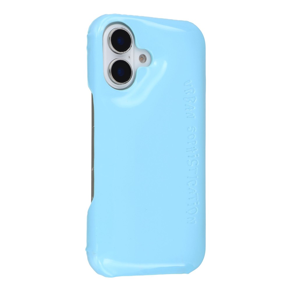 For iPhone 16 Case Puffy PC Shockproof Phone Cover Large Camera Cutout - Sky Blue