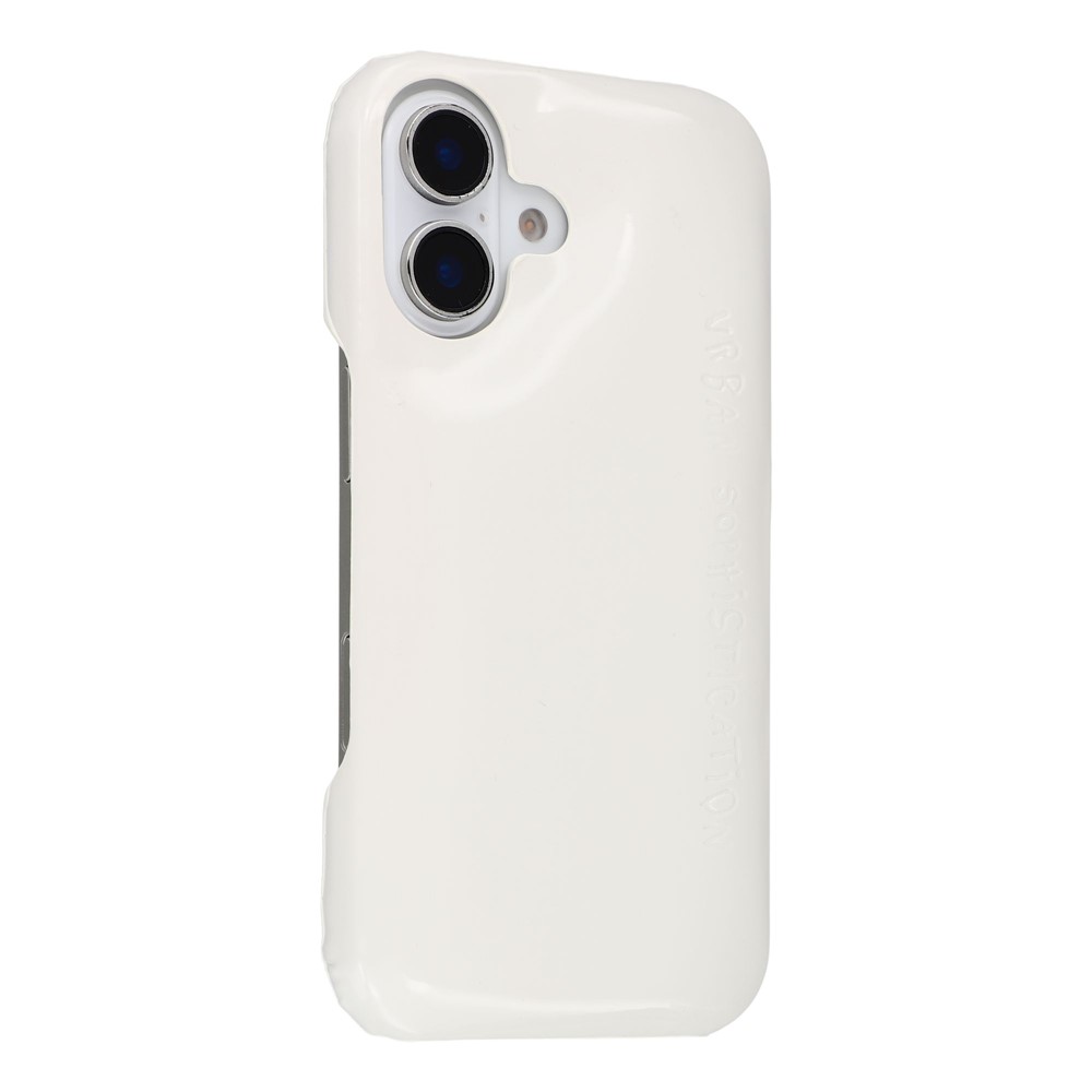 For iPhone 16 Case Puffy PC Shockproof Phone Cover Large Camera Cutout - White