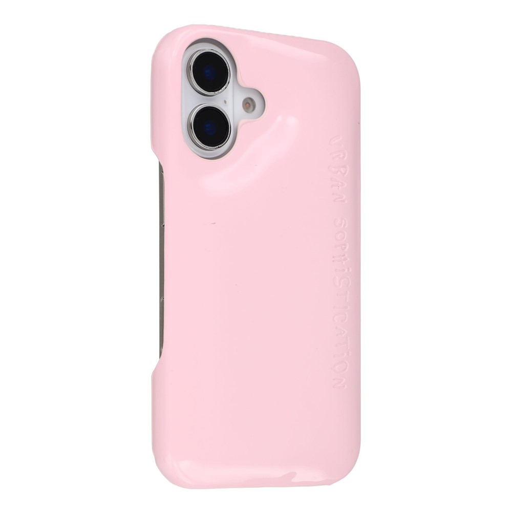 For iPhone 16 Case Puffy PC Shockproof Phone Cover Large Camera Cutout - Pink