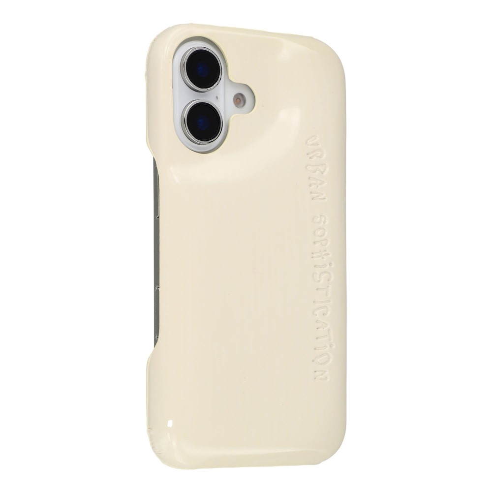 For iPhone 16 Case Puffy PC Shockproof Phone Cover Large Camera Cutout - Beige