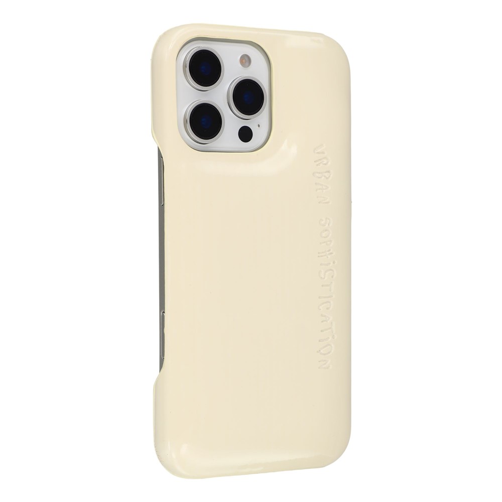 For iPhone 14 Pro Case Puffy PC Shockproof Phone Cover Large Camera Cutout - Beige