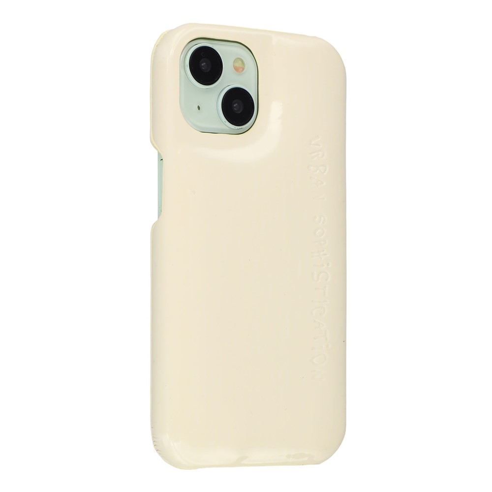 For iPhone 13 Case Puffy PC Shockproof Phone Cover Large Camera Cutout - Beige