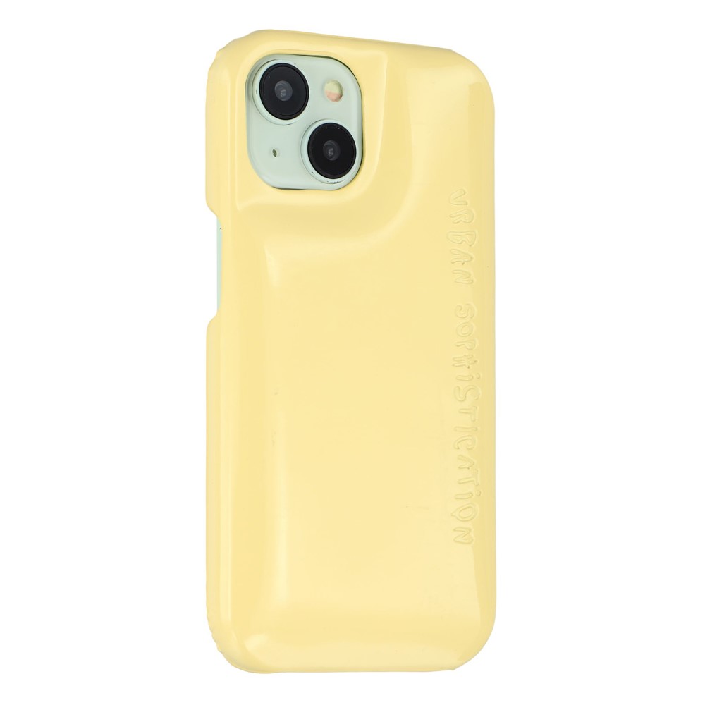 For iPhone 13 Case Puffy PC Shockproof Phone Cover Large Camera Cutout - Yellow