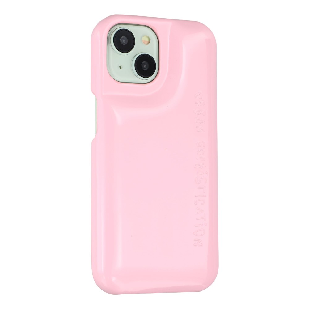 For iPhone 13 Case Puffy PC Shockproof Phone Cover Large Camera Cutout - Pink