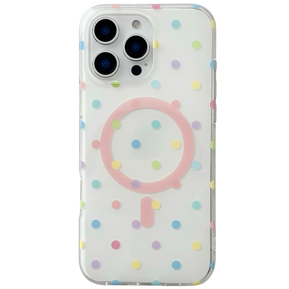 For iPhone 16 Pro Case Polka Dot Pattern TPU + PC Phone Cover Compatible with MagSafe - Multi-color