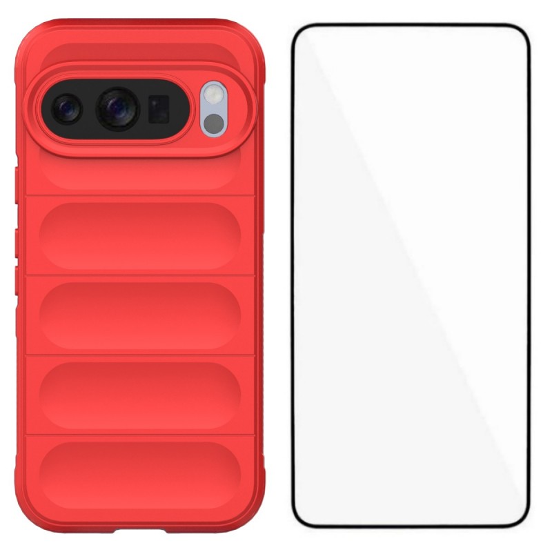 For Google Pixel 10 TPU Case WANLONFENG HD Series Anti Slip Phone Cover with Tempered Glass - Red