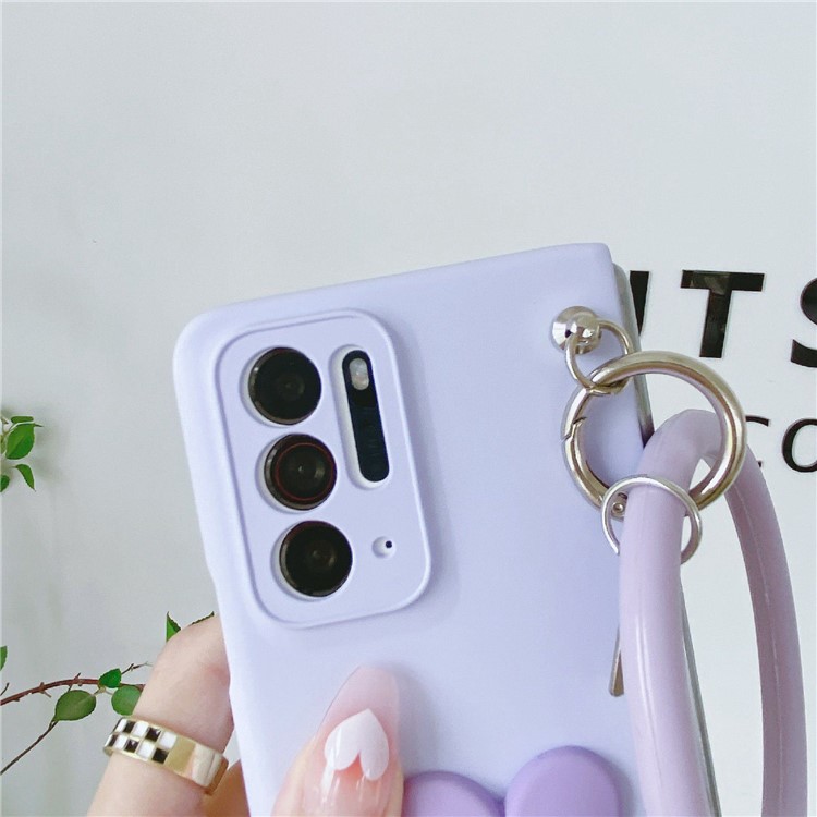Hard PC Phone Case for Oppo Find N Anti-Fall Protective Case Rubberized Heart Pattern Phone Cover with Ring Strap - Purple-6