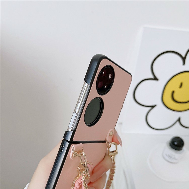 Protective Case for Huawei P50 Pocket Anti-Fall Phone Case 3D Bear Pattern Hard PC Cover with Hand Grip - Pink-4