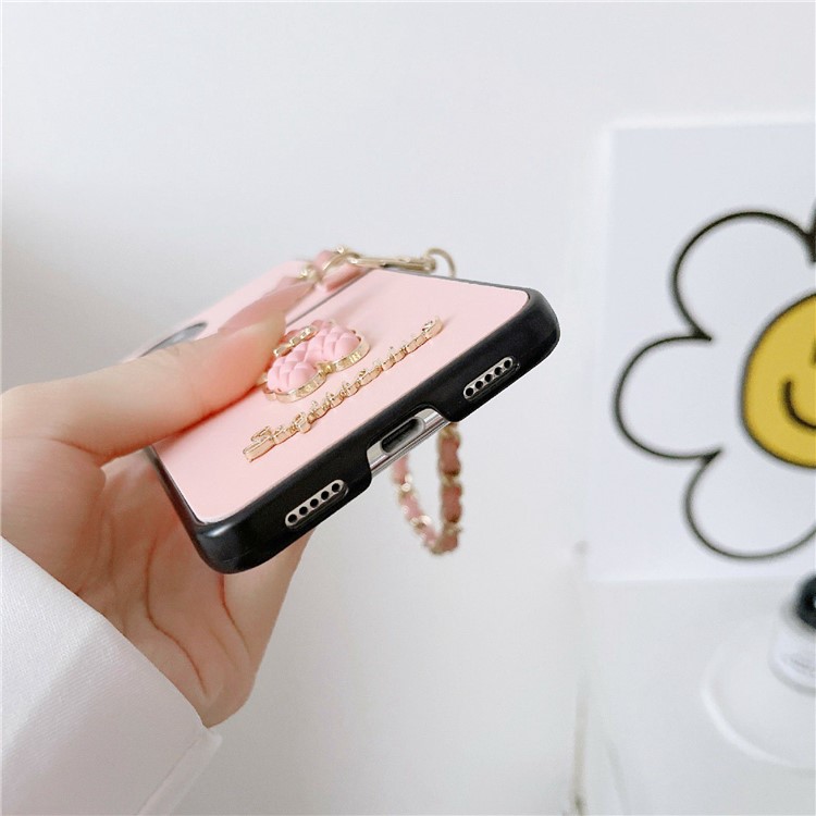 Protective Case for Huawei P50 Pocket Anti-Fall Phone Case 3D Bear Pattern Hard PC Cover with Hand Grip - Pink-5