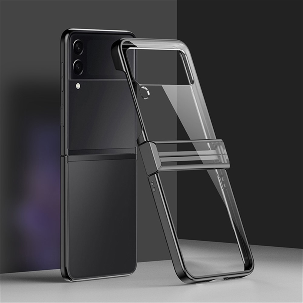 Electroplating Slim Case for Samsung Galaxy Z Flip3 5G Shockproof Hard PC Case Anti-Scratch Crystal Clear Phone Cover - Black-1