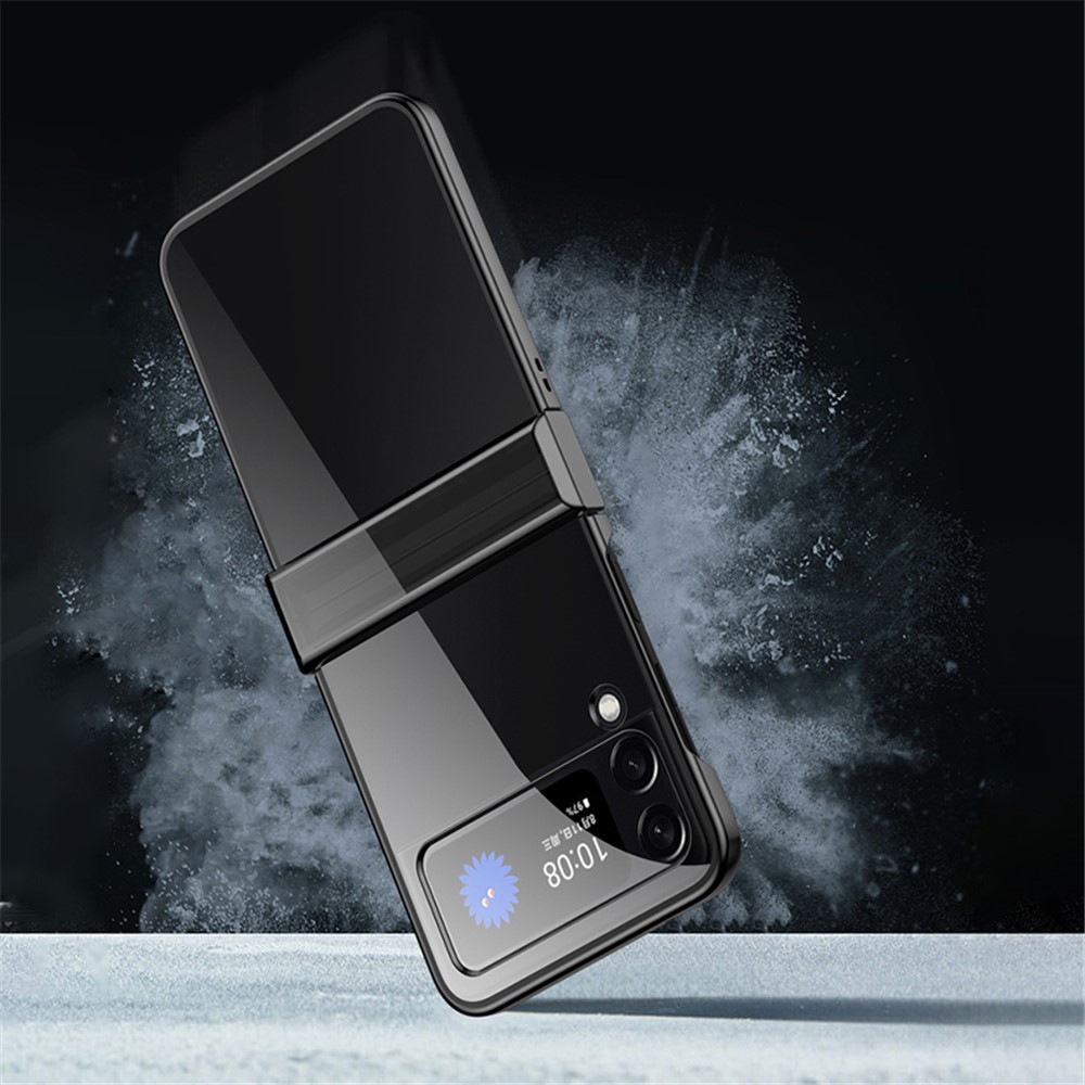 Electroplating Slim Case for Samsung Galaxy Z Flip3 5G Shockproof Hard PC Case Anti-Scratch Crystal Clear Phone Cover - Black-6