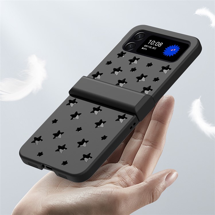 Shockproof Case for Samsung Galaxy Z Flip4 5G Hollow Stars Design Hard PC Phone Case Anti-Drop Phone Cover - Black-3