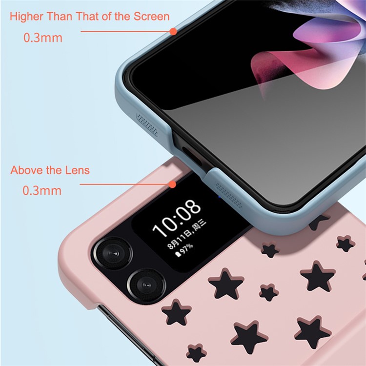 Shockproof Case for Samsung Galaxy Z Flip4 5G Hollow Stars Design Hard PC Phone Case Anti-Drop Phone Cover - Black-5