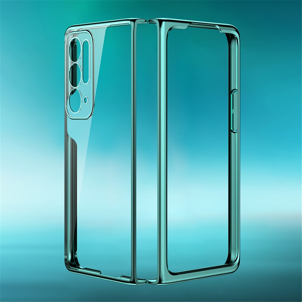 Crystal Clear Phone Case for Oppo Find N Shockproof Hard PC Case Anti-Drop Electroplating Phone Cover - Green-4