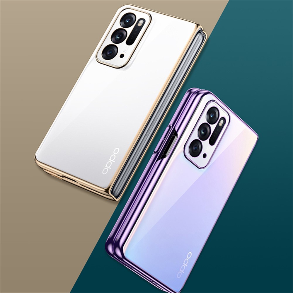 Crystal Clear Phone Case for Oppo Find N Shockproof Hard PC Case Anti-Drop Electroplating Phone Cover - Green-5