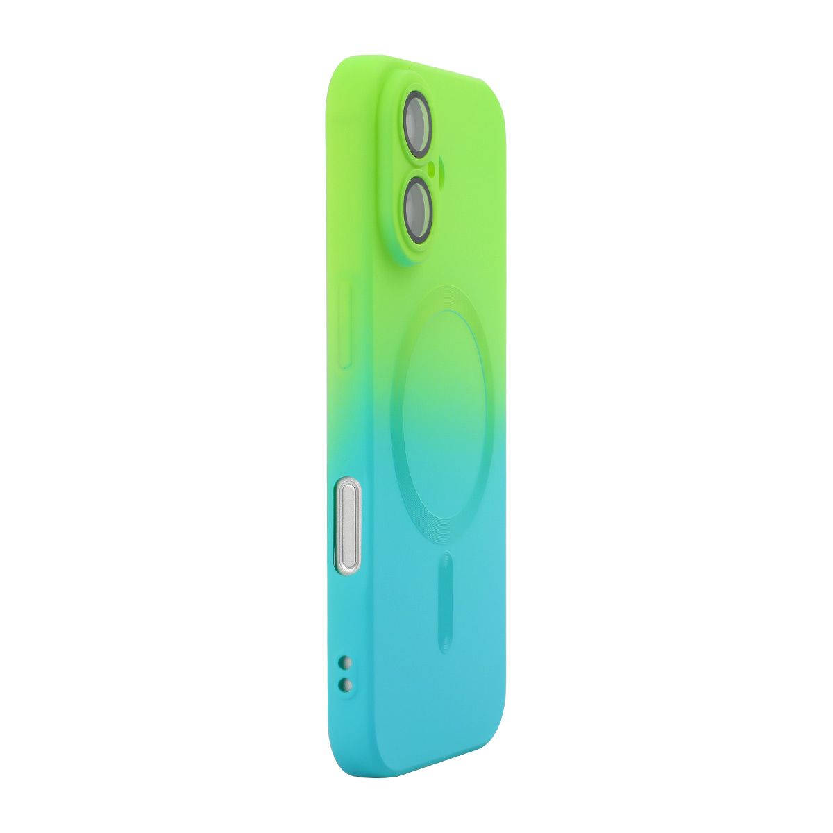 For iPhone 17 Silicone Case ENAKY HAT PRINCE Gradient Color Cover Compatible with MagSafe - Green+Blue