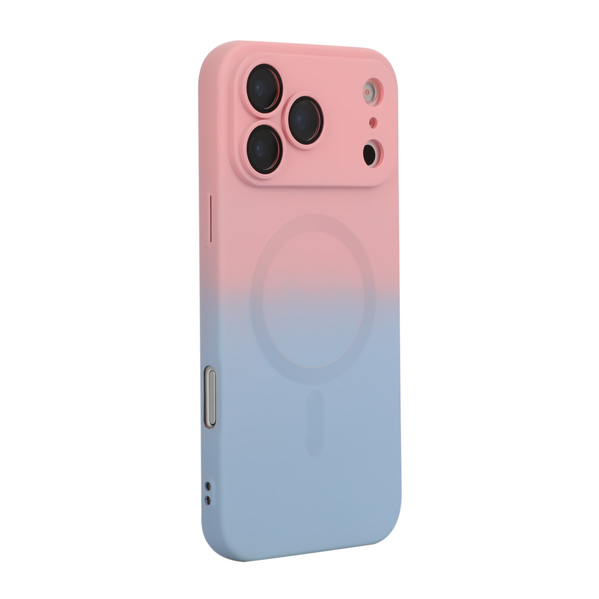 For iPhone 17 Pro Max Silicone Case ENAKY HAT PRINCE Gradient Color Cover Compatible with MagSafe - Pink+Blue