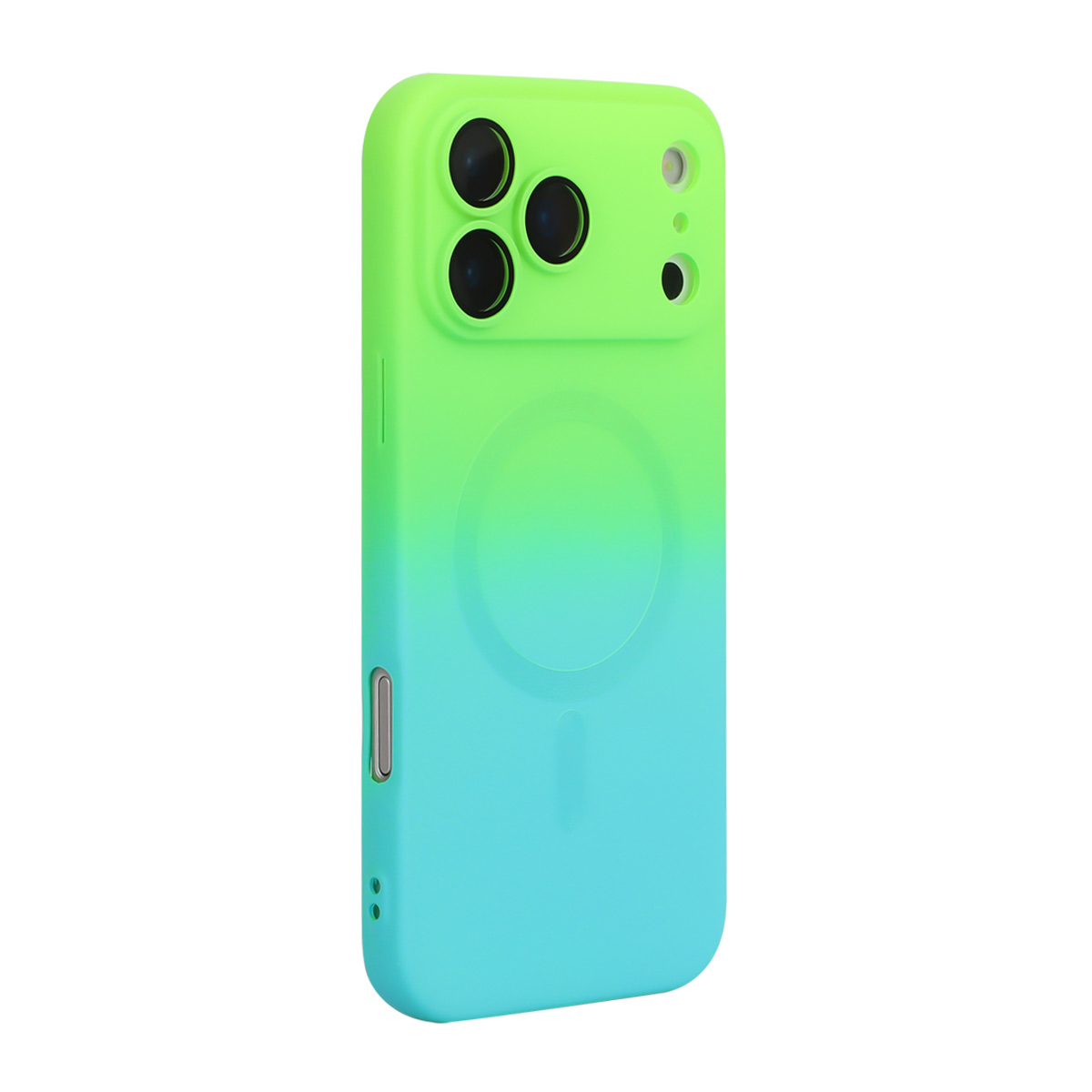 For iPhone 17 Pro Max Silicone Case ENAKY HAT PRINCE Gradient Color Cover Compatible with MagSafe - Green+Blue