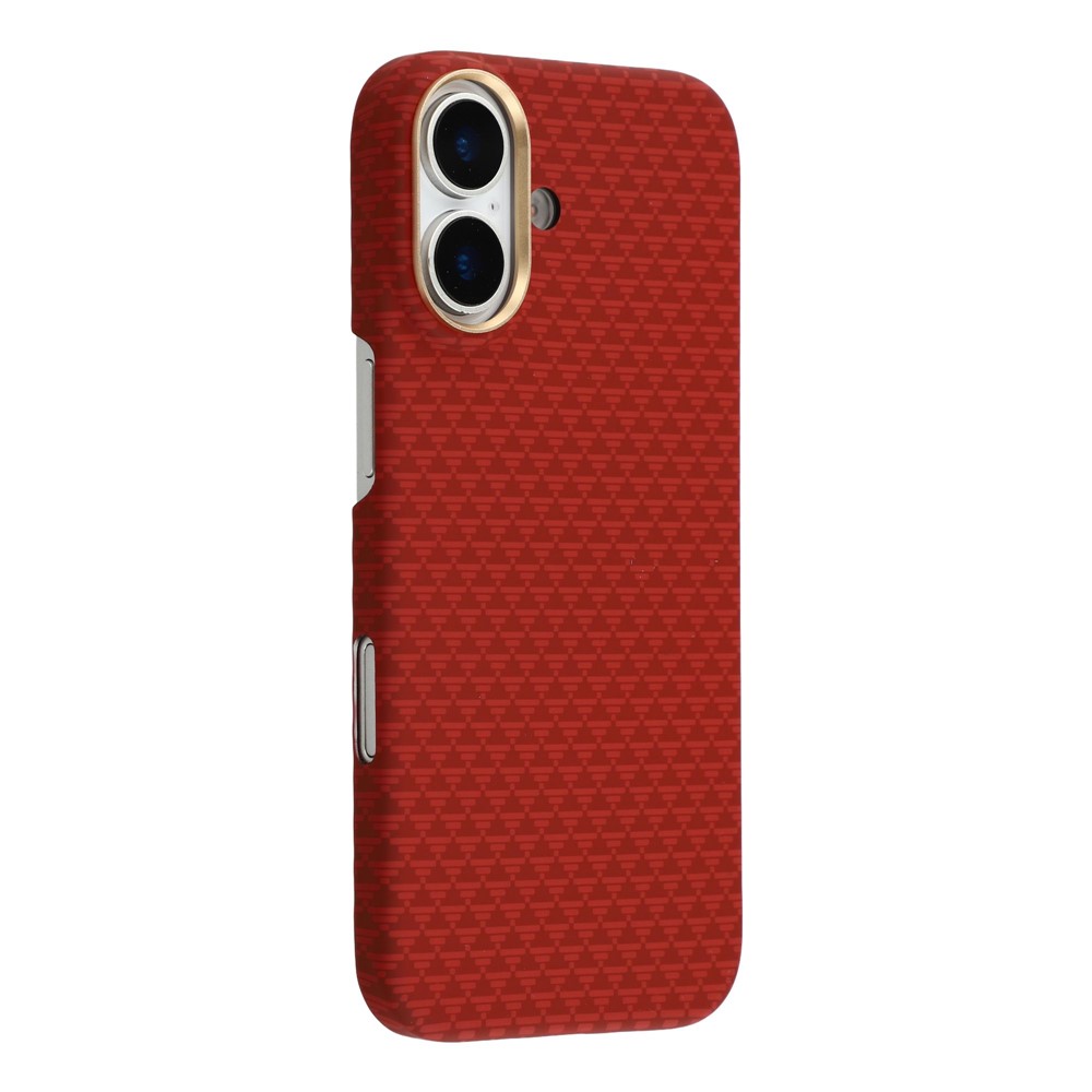 For iPhone 17 Case Compatible with MagSafe Carbon Fiber Texture PC Phone Back Cover - Red