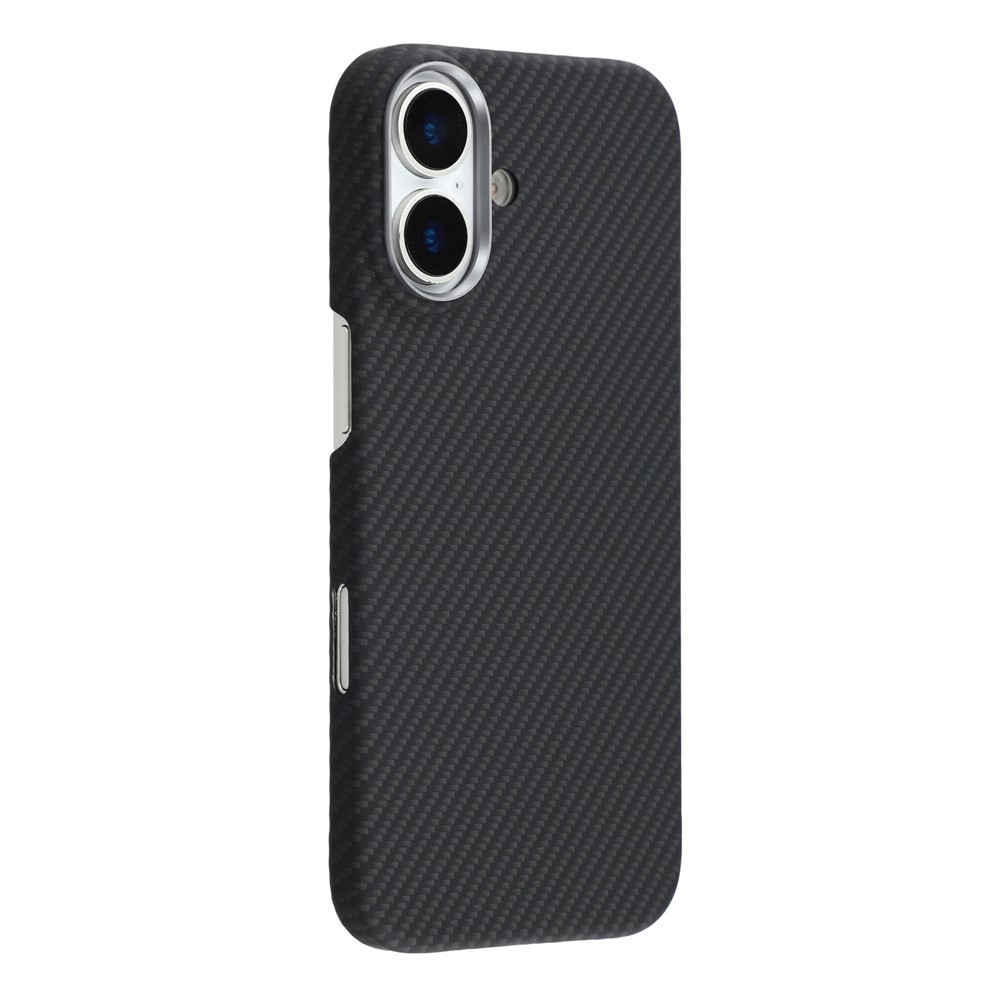 For iPhone 17 Case Compatible with MagSafe Carbon Fiber Texture PC Phone Back Cover - Fine-line Black