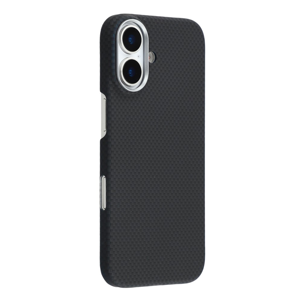For iPhone 17 Case Compatible with MagSafe Carbon Fiber Texture PC Phone Back Cover - Black Blue