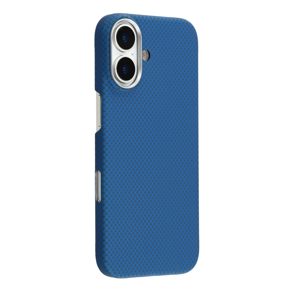 For iPhone 17 Case Compatible with MagSafe Carbon Fiber Texture PC Phone Back Cover - Blue Green