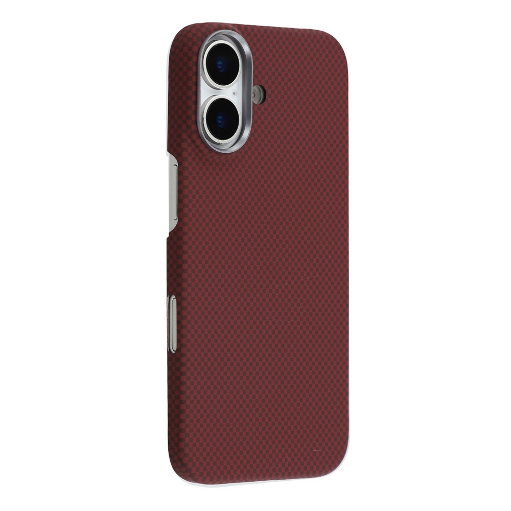 For iPhone 17 Case Compatible with MagSafe Carbon Fiber Texture PC Phone Back Cover - Wine Red