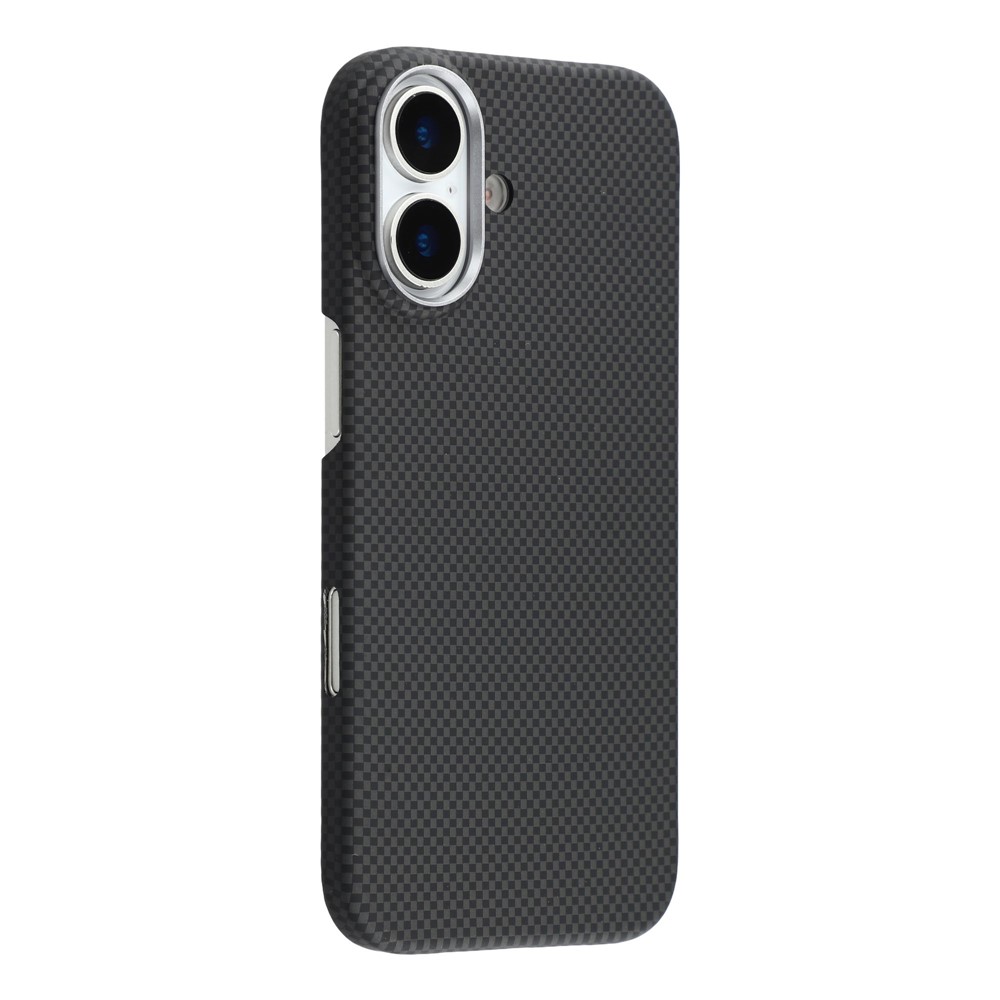 For iPhone 17 Case Compatible with MagSafe Carbon Fiber Texture PC Phone Back Cover - Black