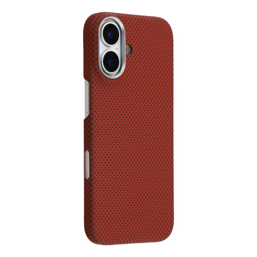 For iPhone 17 Case Compatible with MagSafe Carbon Fiber Texture PC Phone Back Cover - Red Black