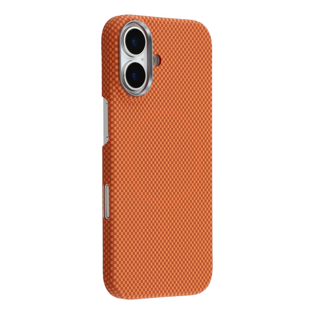 For iPhone 17 Case Compatible with MagSafe Carbon Fiber Texture PC Phone Back Cover - Orange