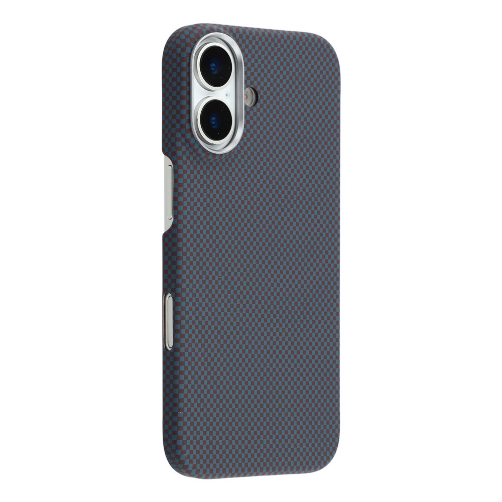 For iPhone 17 Case Compatible with MagSafe Carbon Fiber Texture PC Phone Back Cover - Dark Blue  /  Wine Red