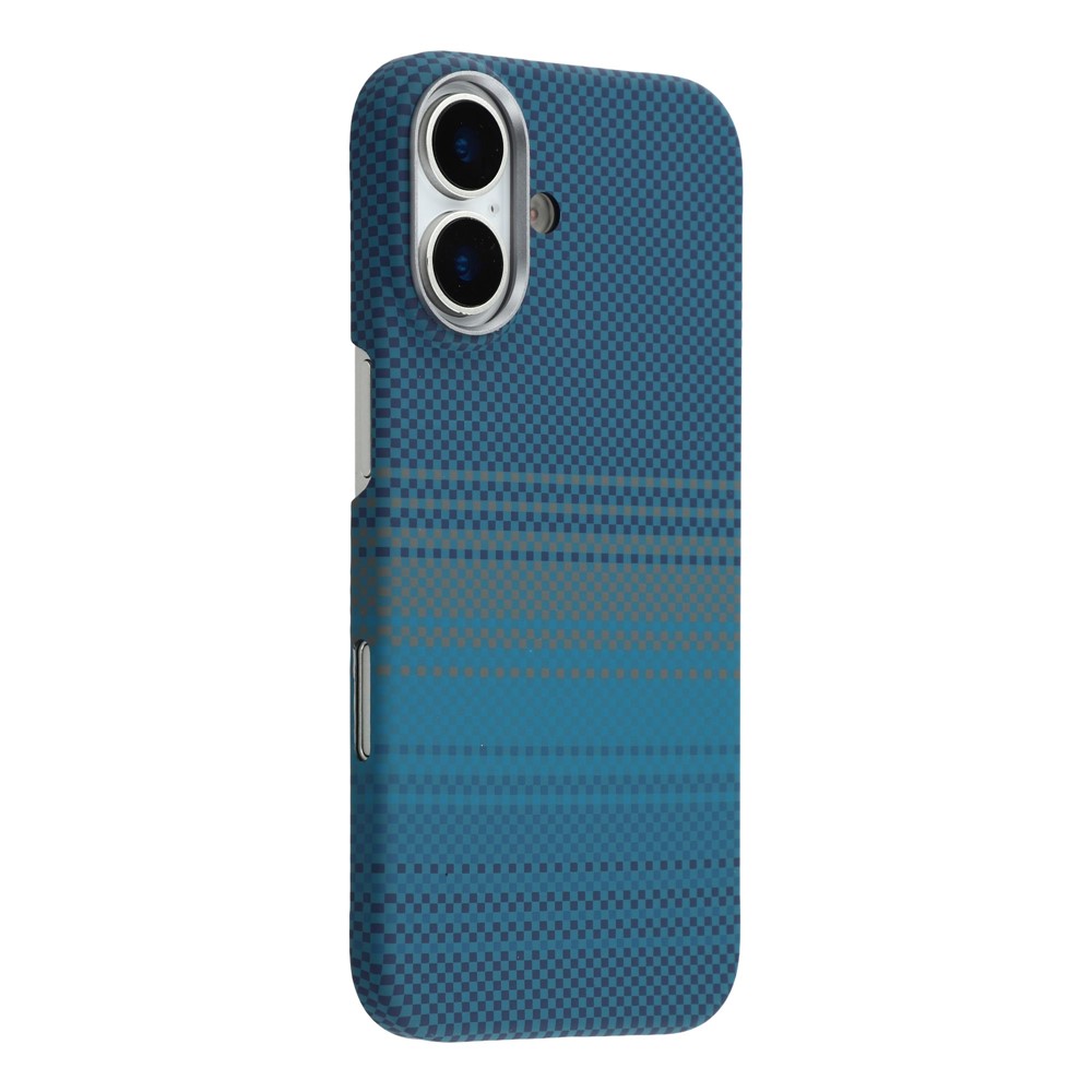For iPhone 17 Case Compatible with MagSafe Carbon Fiber Texture PC Phone Back Cover - Sunset Blue