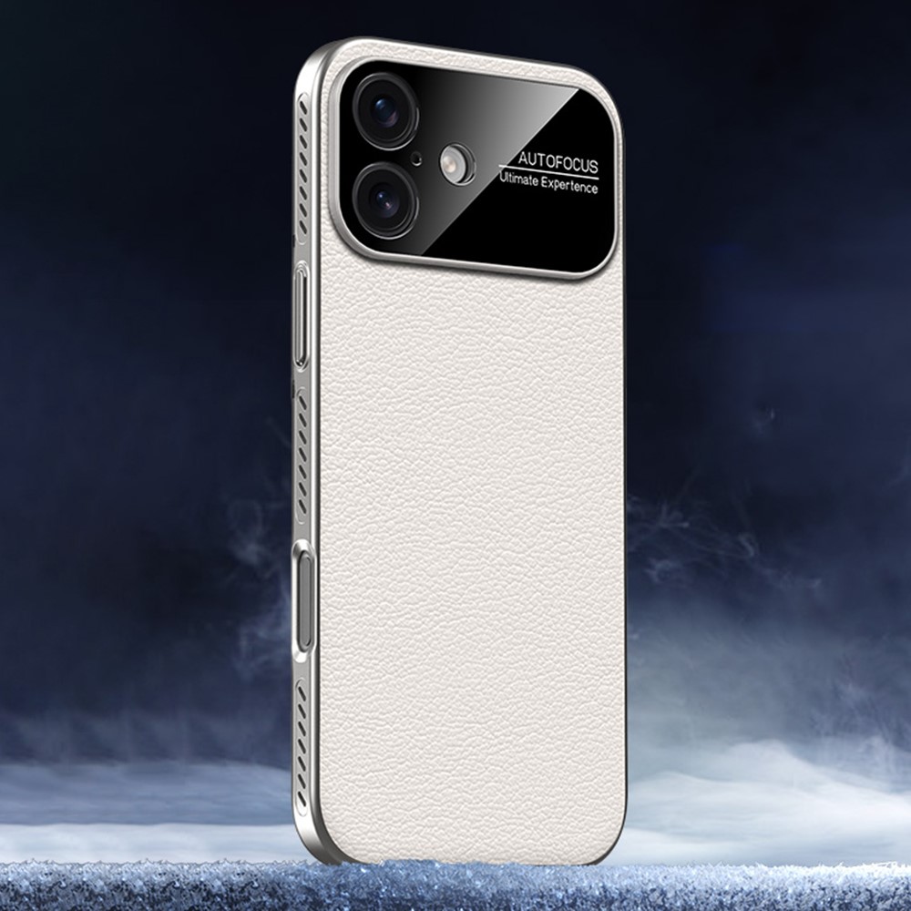 For iPhone 17 Case Ultra Thin Heat Dissipation PU Leather Coated PC Phone Cover - White