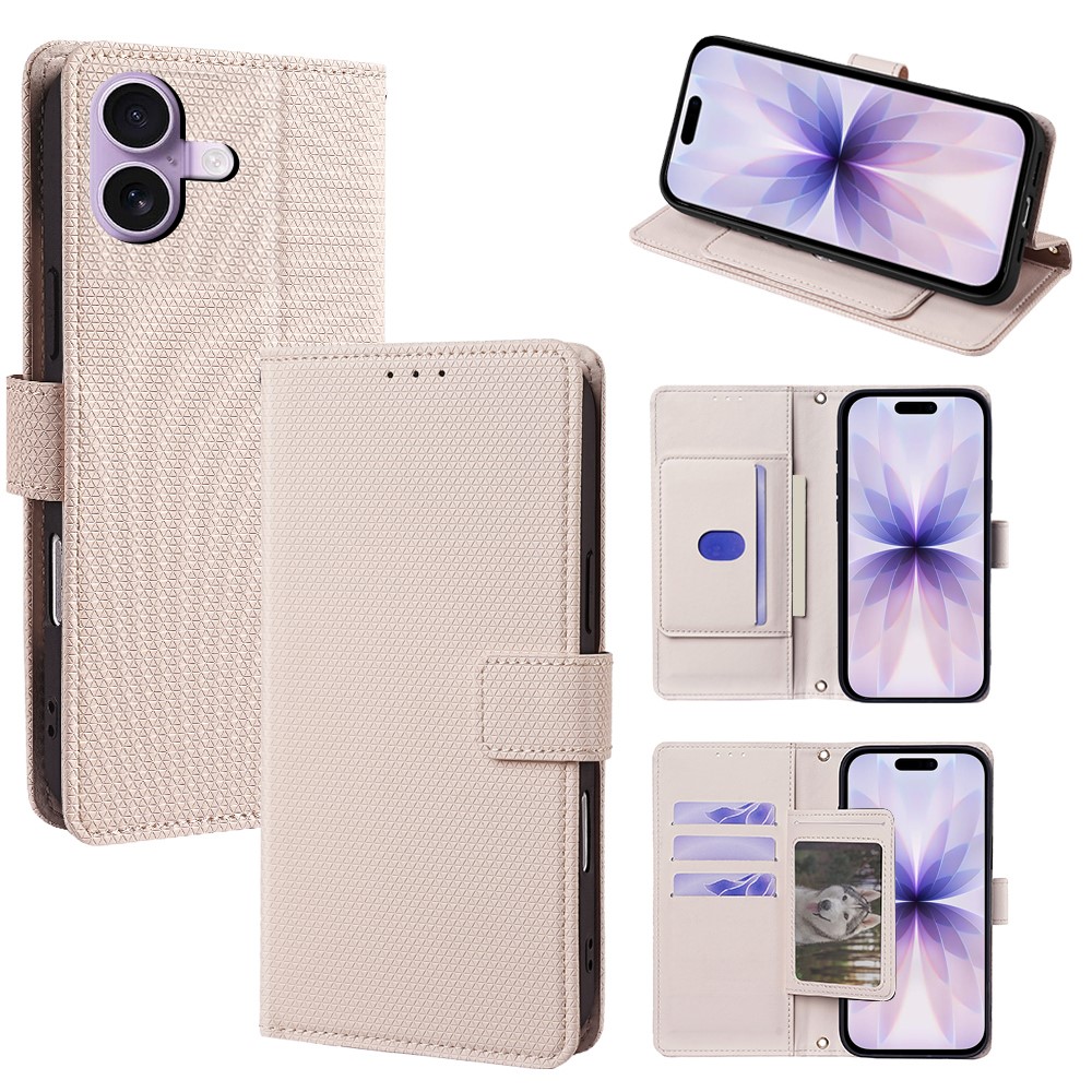 For iPhone 17 Case Triangle Imprinted Skin Touch PU Leather Phone Wallet Cover - White