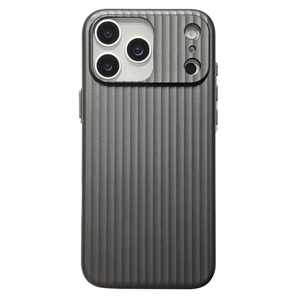 For iPhone 17 Pro Max PC Phone Case Corrugated Textured Protective Back Cover - Black