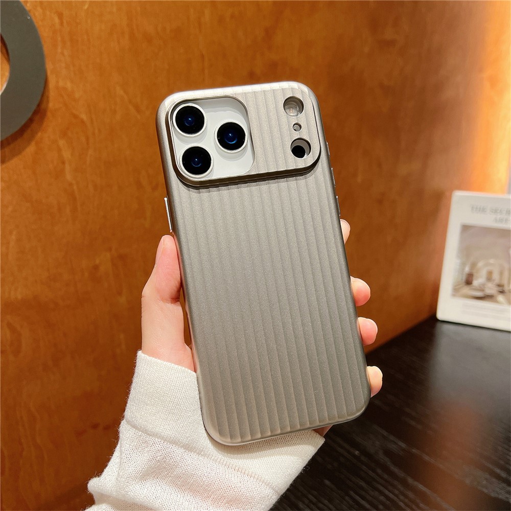 For iPhone 17 Pro Max PC Phone Case Corrugated Textured Protective Back Cover - Titanium Grey