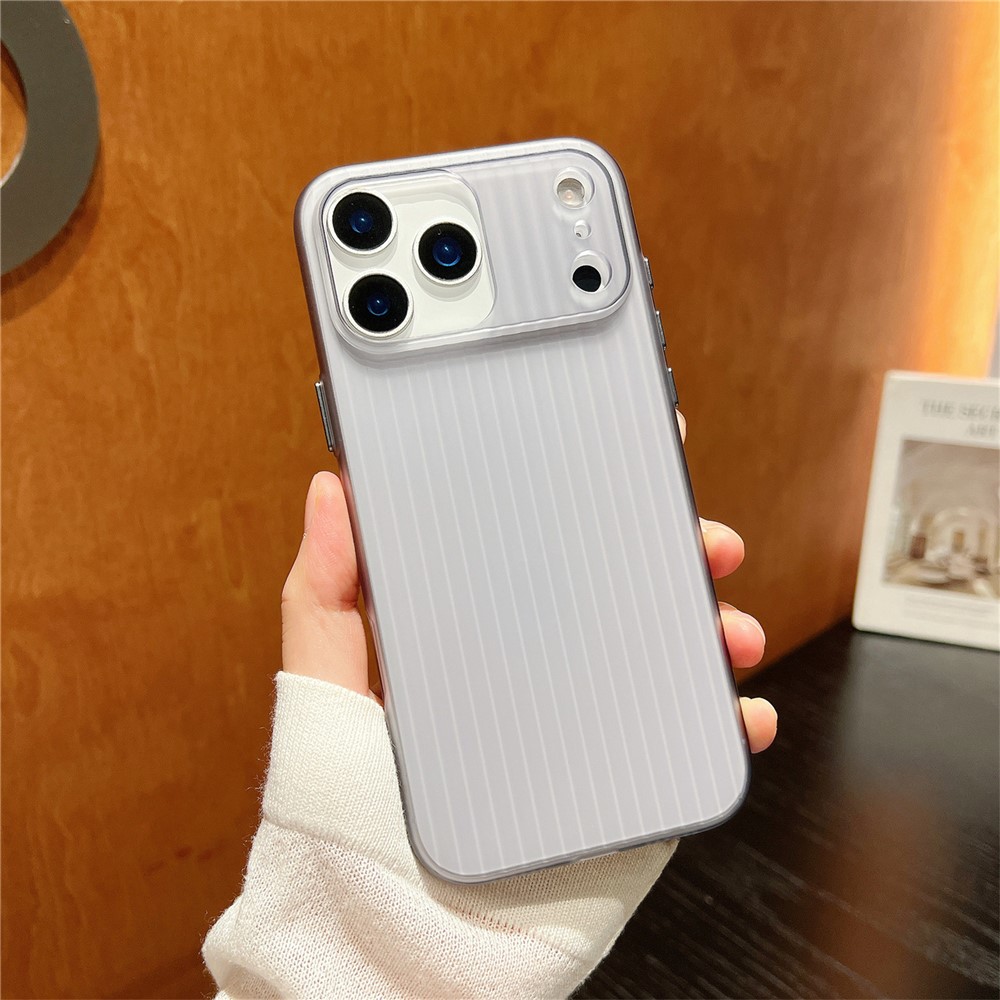 For iPhone 17 Pro Max PC Phone Case Corrugated Textured Protective Back Cover - Transparent Black