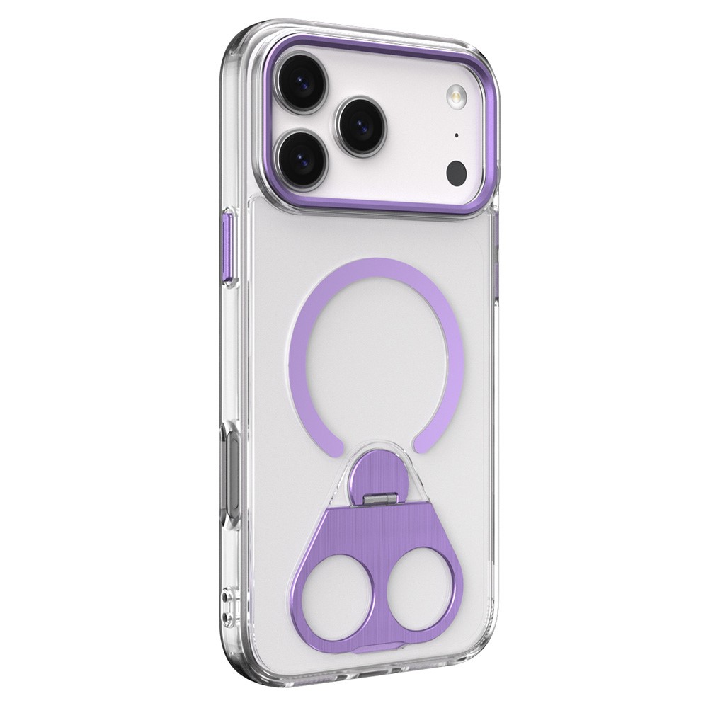 For iPhone 17 Pro Max Phone Case Compatible with MagSafe TPU Acrylic Back Cover with Ring Kickstand - Purple