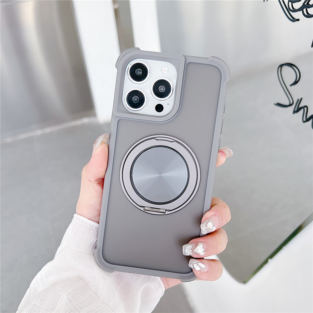 For iPhone 15 Pro Case Compatible with MagSafe CD Vein Kickstand TPU + PC Phone Cover - Grey