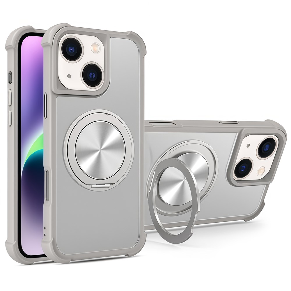 For iPhone 15 Plus  /  14 Plus Case Compatible with MagSafe CD Vein Kickstand TPU + PC Phone Cover - Grey